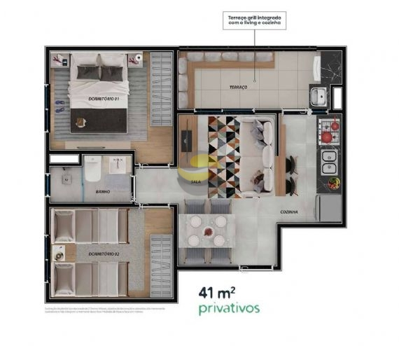 Apartamento à venda com 2 quartos, 41m² - Foto 2